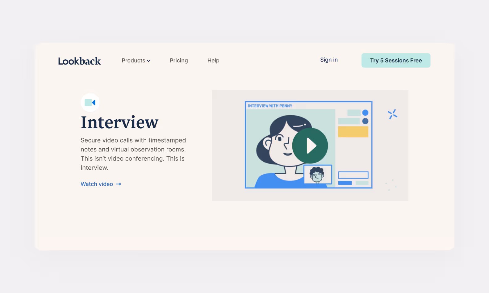 page of lookback.com describing the platform’s interview feature