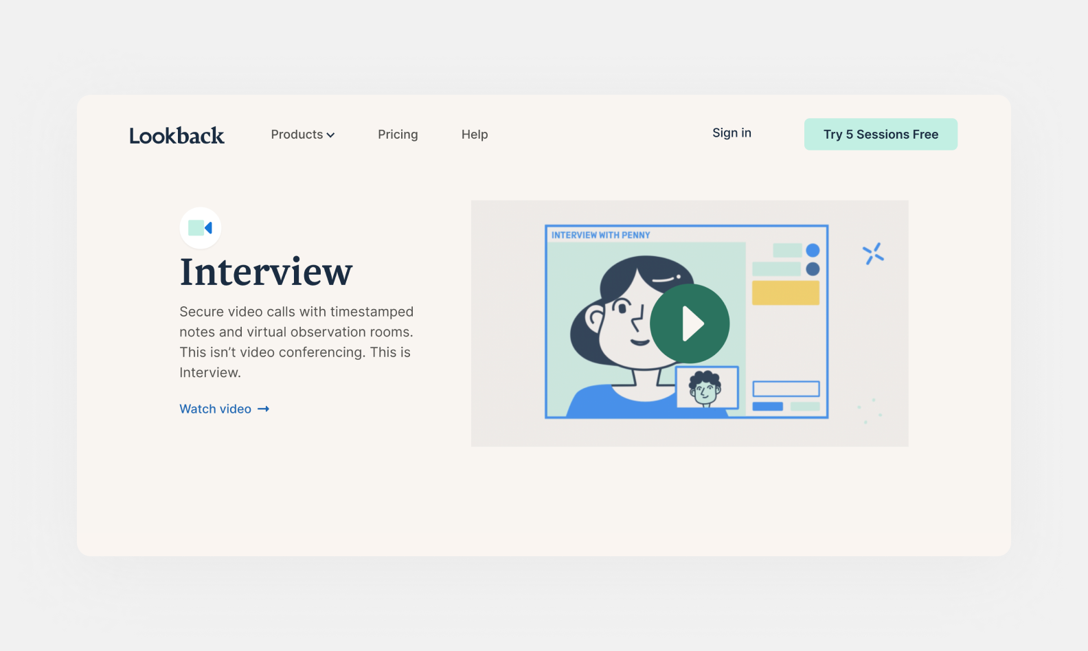 page of lookback.com describing the platform’s interview feature