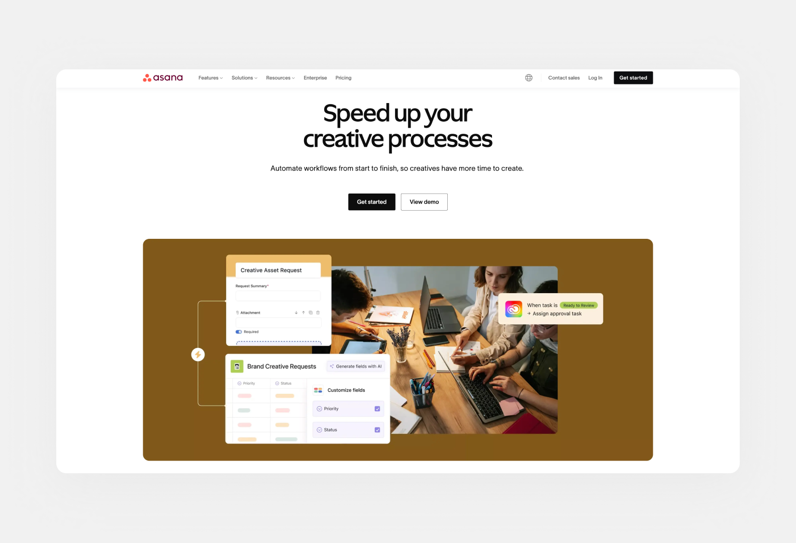 page of asana.com describing the benefits of their platform for product management