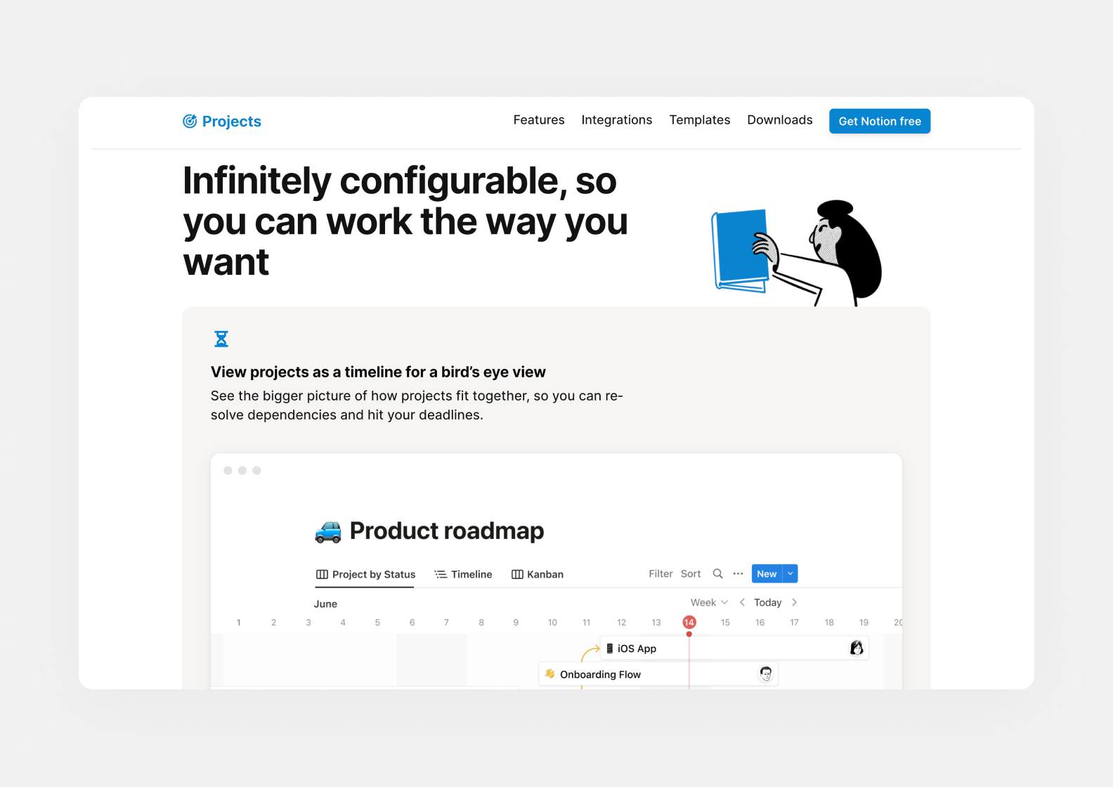 page of notion.so describing the benefits of the Notion tool for product teams
