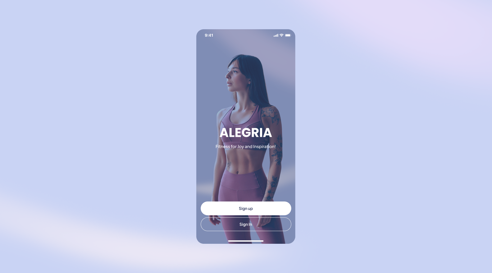 Стартовый экран приложения с мягкой градиентной палитрой.