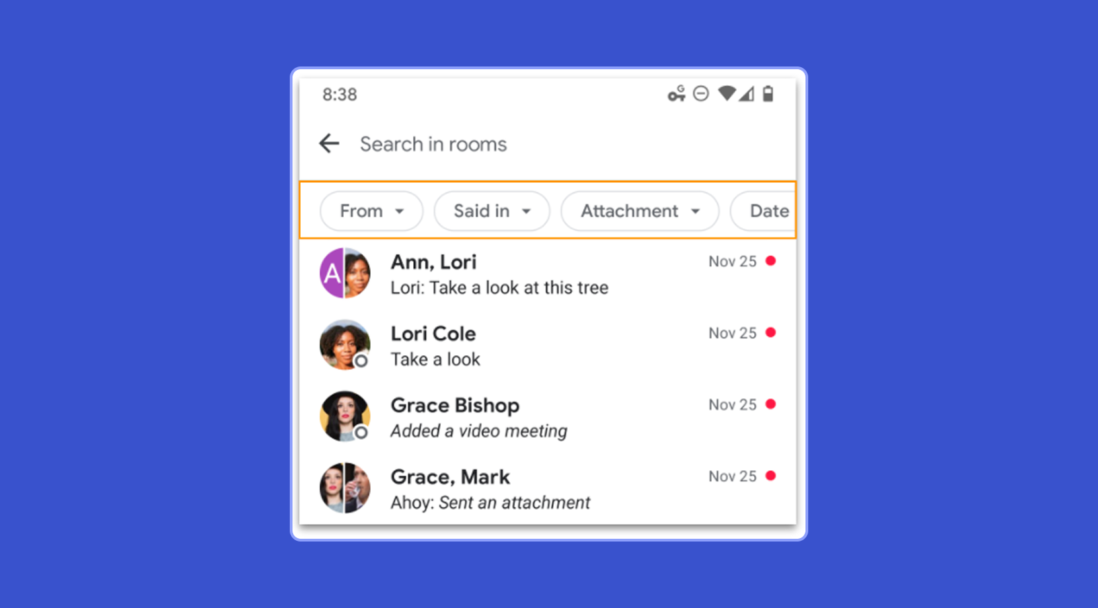 поиск в Google chat