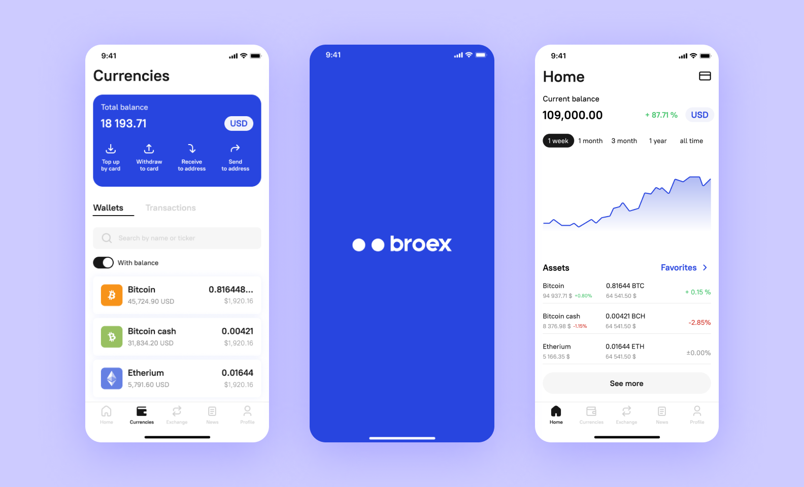 Broex crypto wallet, developed by Purrweb