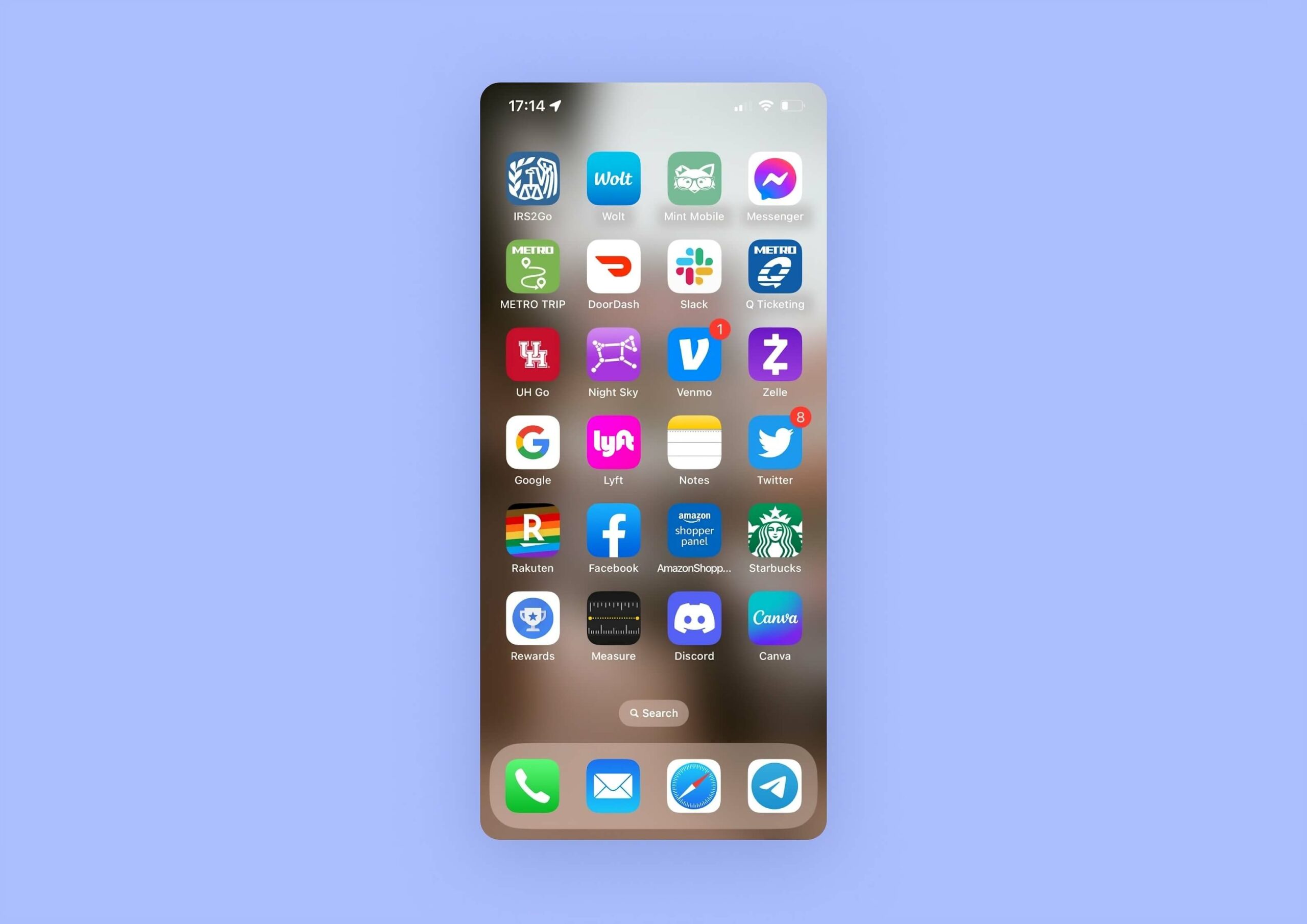 скриншот главного экрана с иконками 30 различных мобильных приложений.