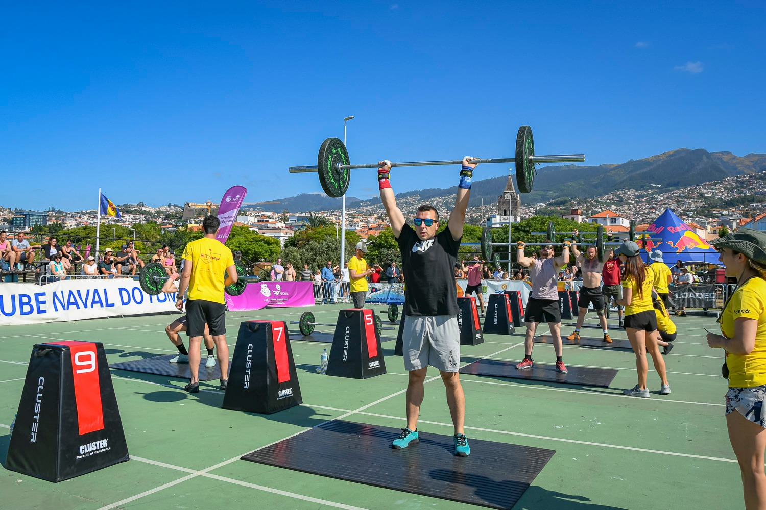 Male athlete executing a Squat Snatch during the Madeira Games 2025 competition.