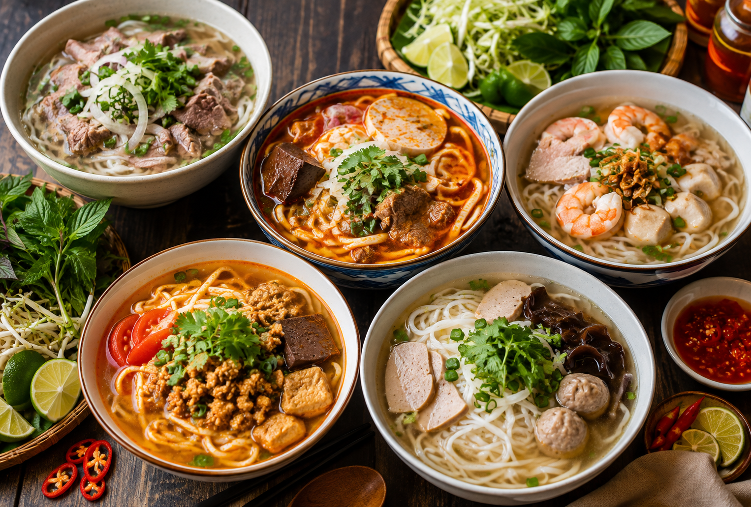 DIfferent types of Vietnamese Noodles