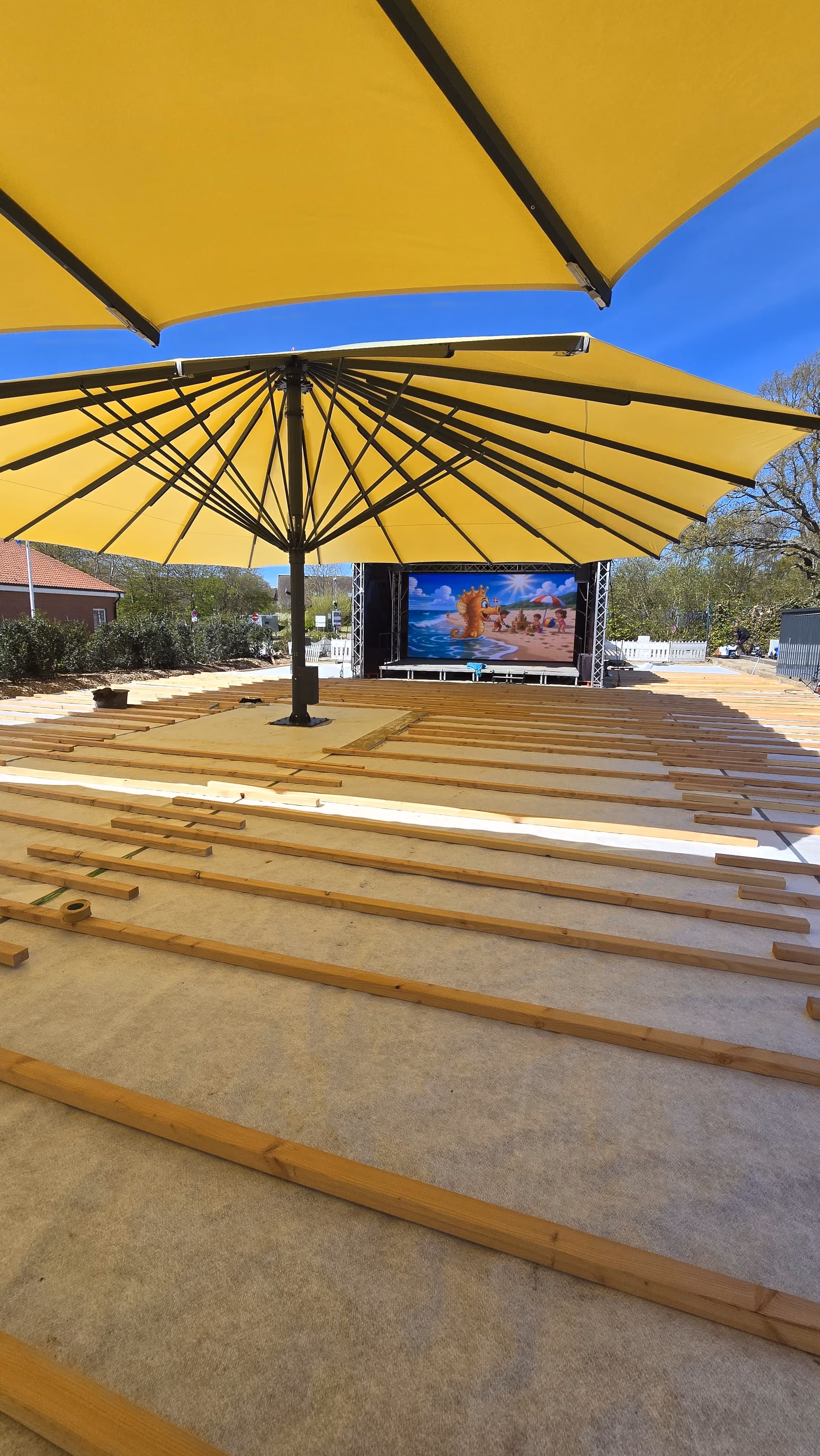 Permanently installed stage with LED wall at the Waabs campsite by photon