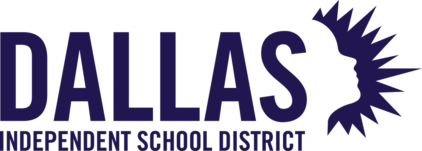 Dallas Independent School District text with stylized eagle head logo on the right.