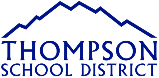Logo of Thompson School District with a stylized mountain outline above the text.