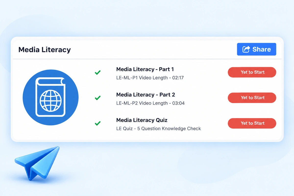 A Media Literacy lesson with two videos and a quiz, ready to share with students