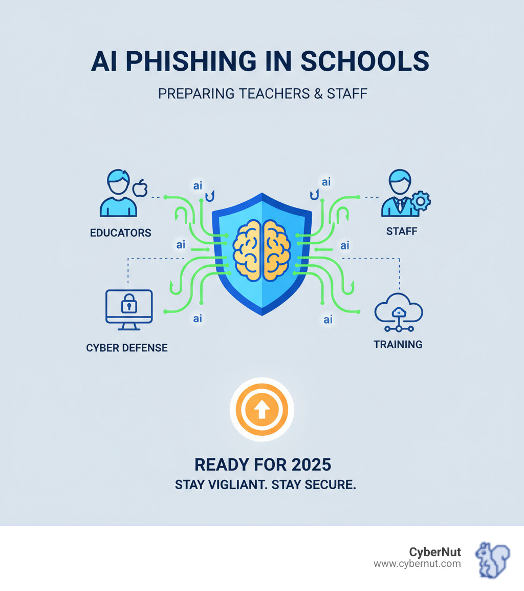 Infographic comparing traditional phishing email with obvious red flags like poor grammar and generic greetings versus AI-powered phishing email with personalized content, proper grammar, school-specific references, and sophisticated social engineering tactics - Preparing Teachers and Staff for AI-Powered Phishing in Schools infographic comparison-2-items-formal