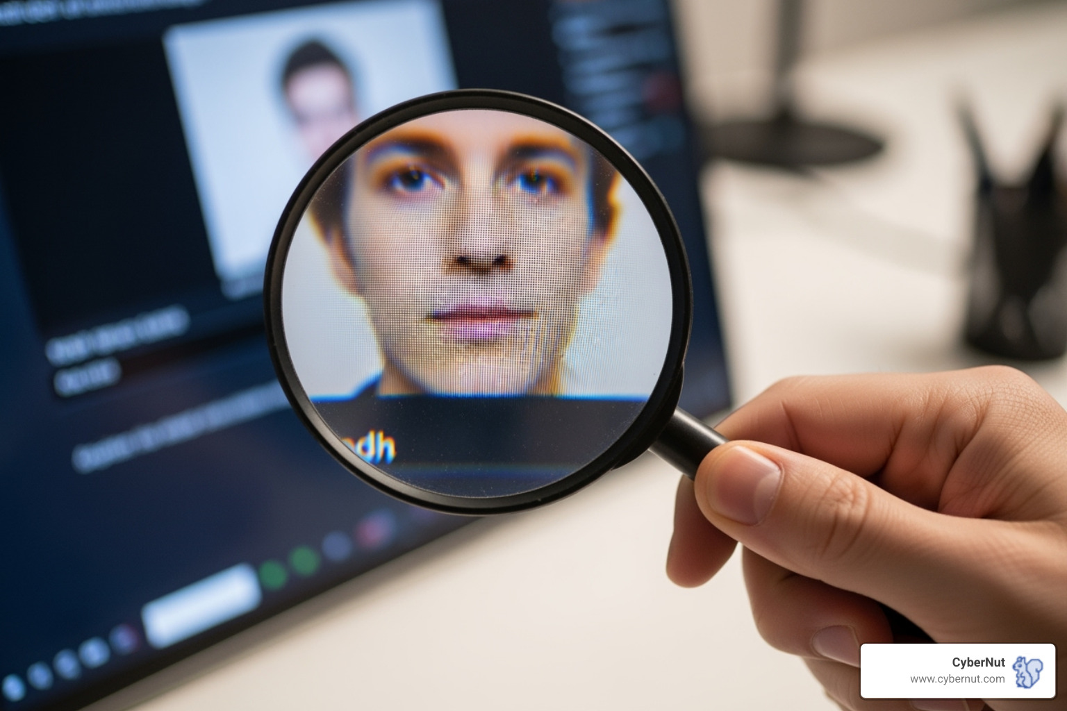 magnifying glass over digital video - Deepfake Principals and Synthetic Students: The Next Wave of School Cyber Threats