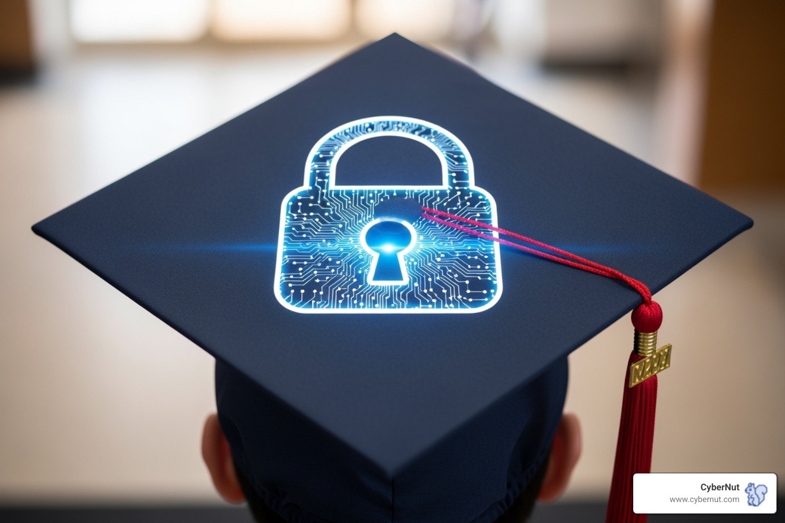 Graduation cap with digital lock icon - Oklahoma Data Governance Act Graduation cap with digital lock icon - Oklahoma Data Governance Act