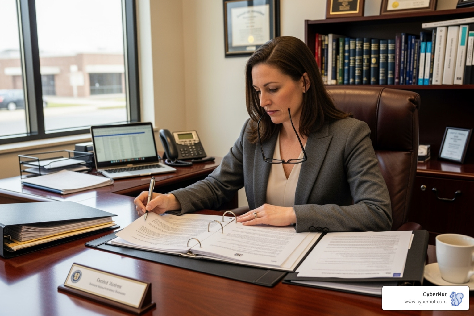 A school administrator reviewing a document, symbolizing due diligence in contract and policy review - SF 2307: Student Data Privacy and Third-Party Contracts