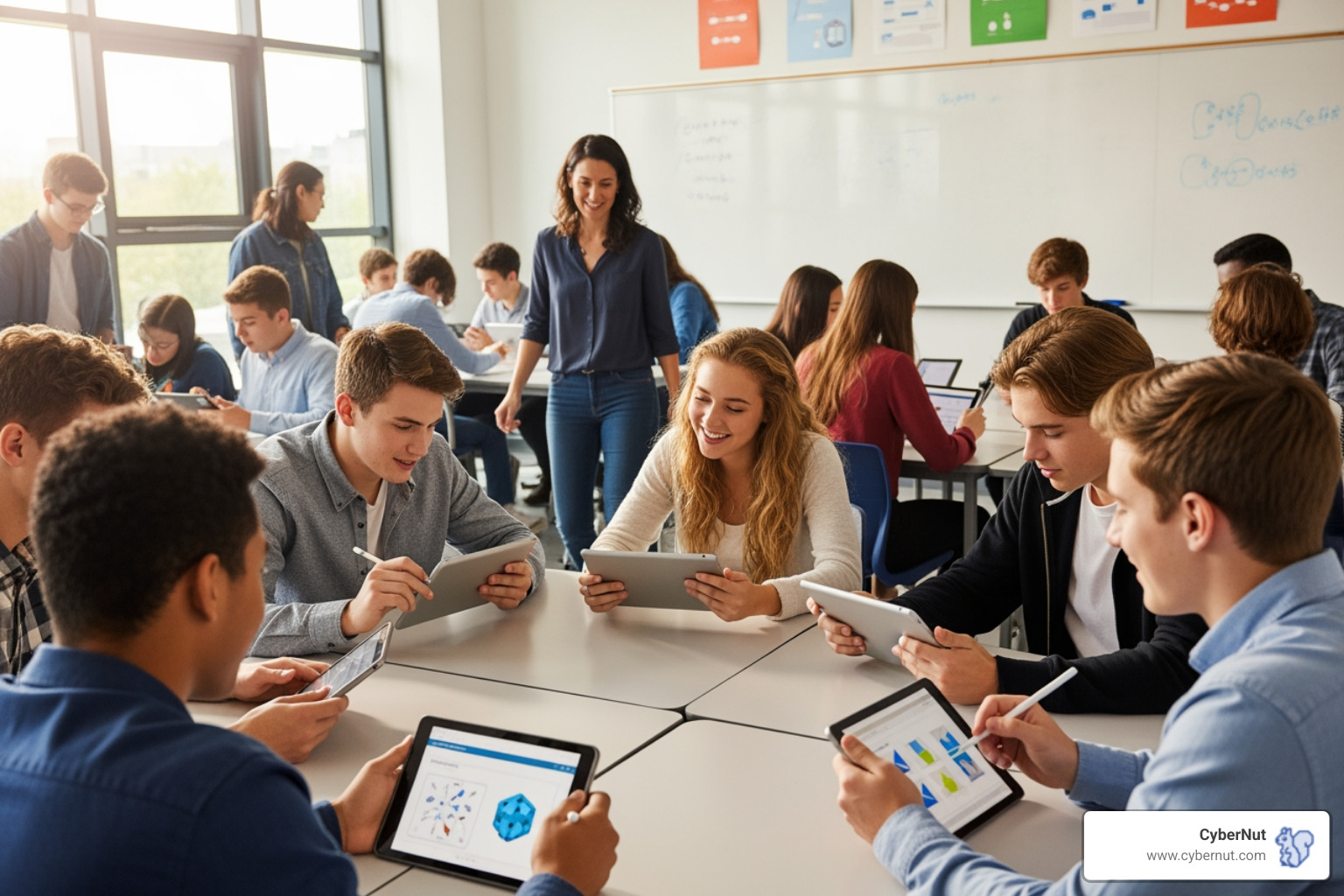 Diverse group of students using tablets in a modern classroom - All About Oregon's Data Breach Notification Law for Schools Diverse group of students using tablets in a modern classroom - All About Oregon's Data Breach Notification Law for Schools