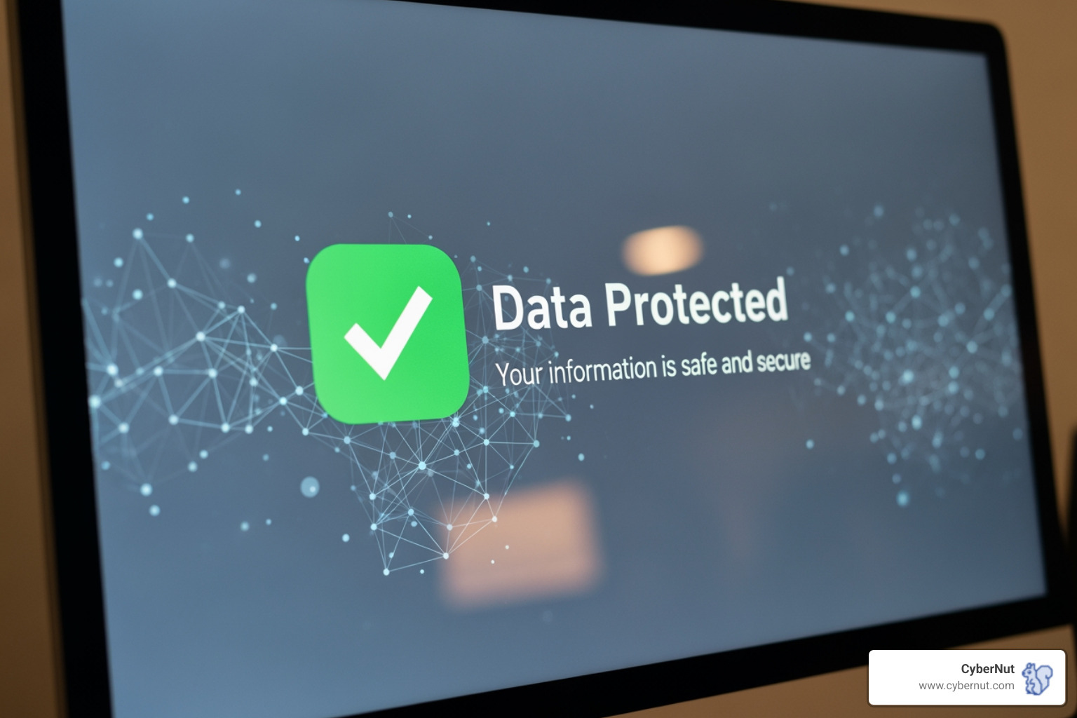 A computer screen displaying a "Data Protected" message with a green checkmark - All About Florida's Student Data Privacy Act (FS 1002.222)