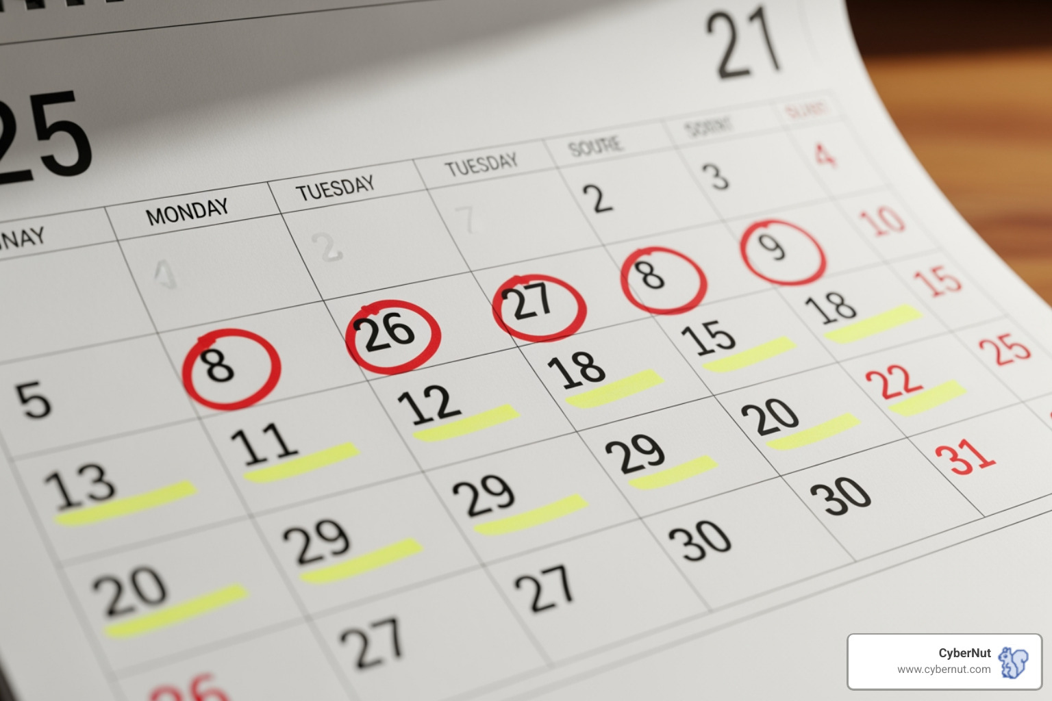 Calendar with a 7-day countdown - What to Know About Pennsylvania's Data Breach Notification Law