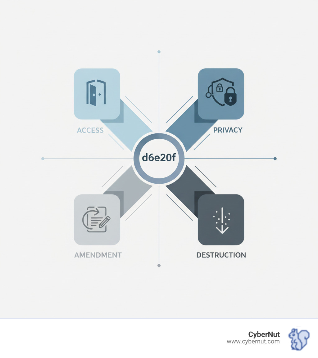infographic showing four pillars of 603 CMR 23.00: Access, Privacy, Amendment, and Destruction - All About 603 CMR 23.00: Student Records Regulations in Massachusetts infographic 