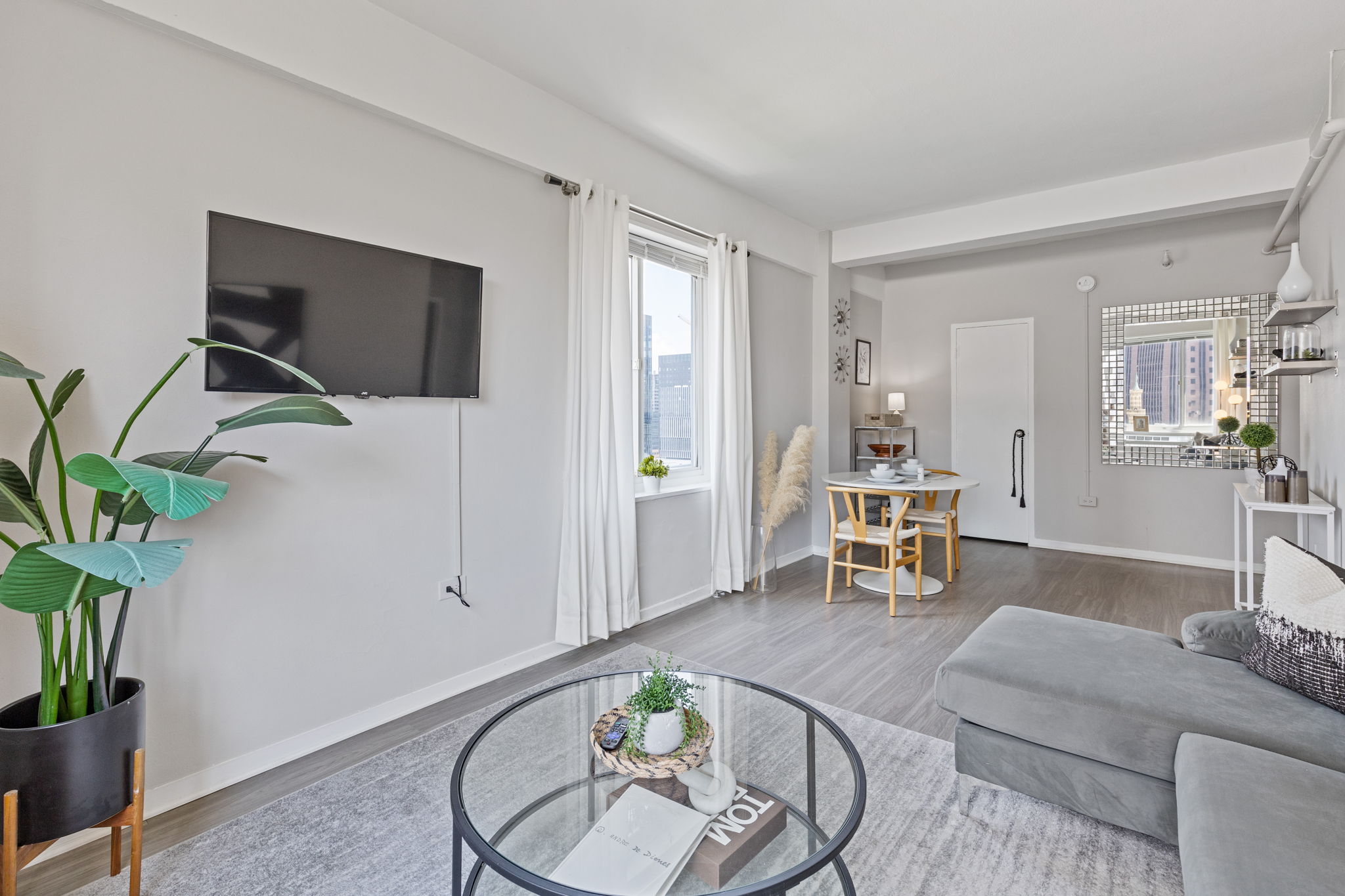 apartment with mounted TV