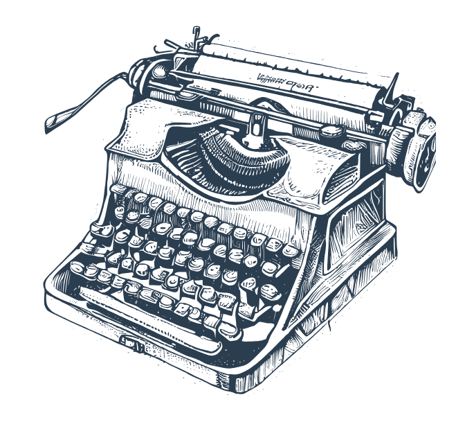 Une machine à écrire bleue