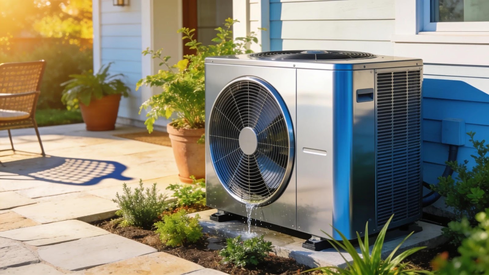 Modern air conditioning unit in a stylish Austin home, emphasizing comfort and efficiency