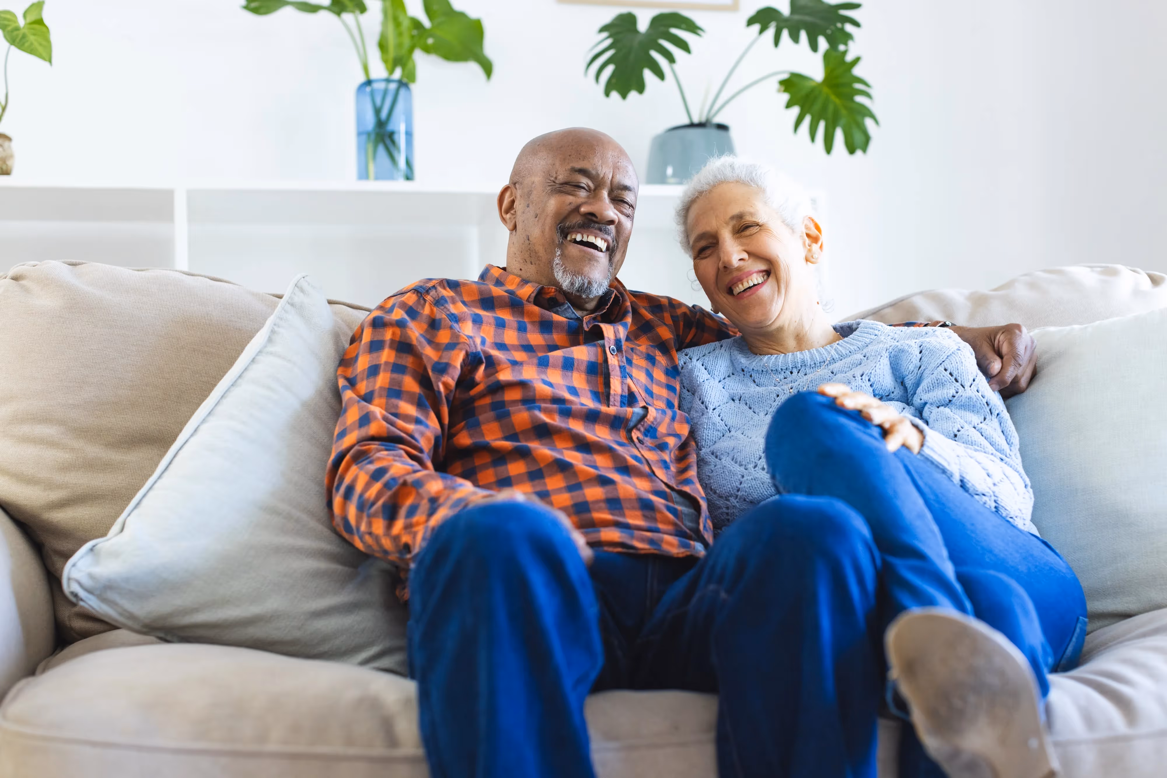 Couple on Couch Stock Photo