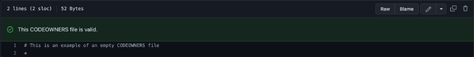 Showing the Codeowners file as valid
