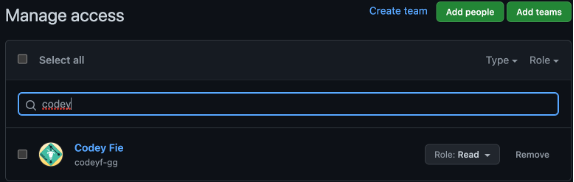 Granting a user read permissions in GitHub