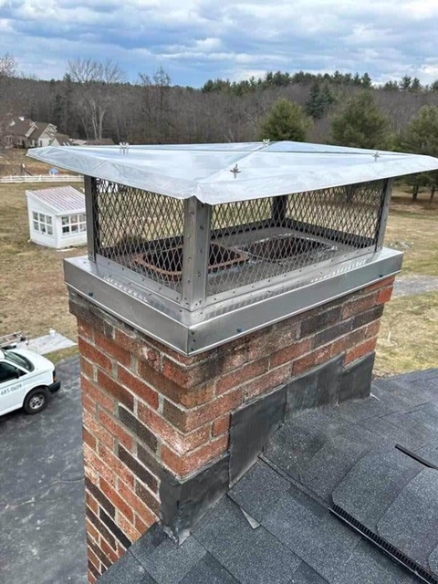 Stainless steel chimney cap installation Dave's Chimney Service