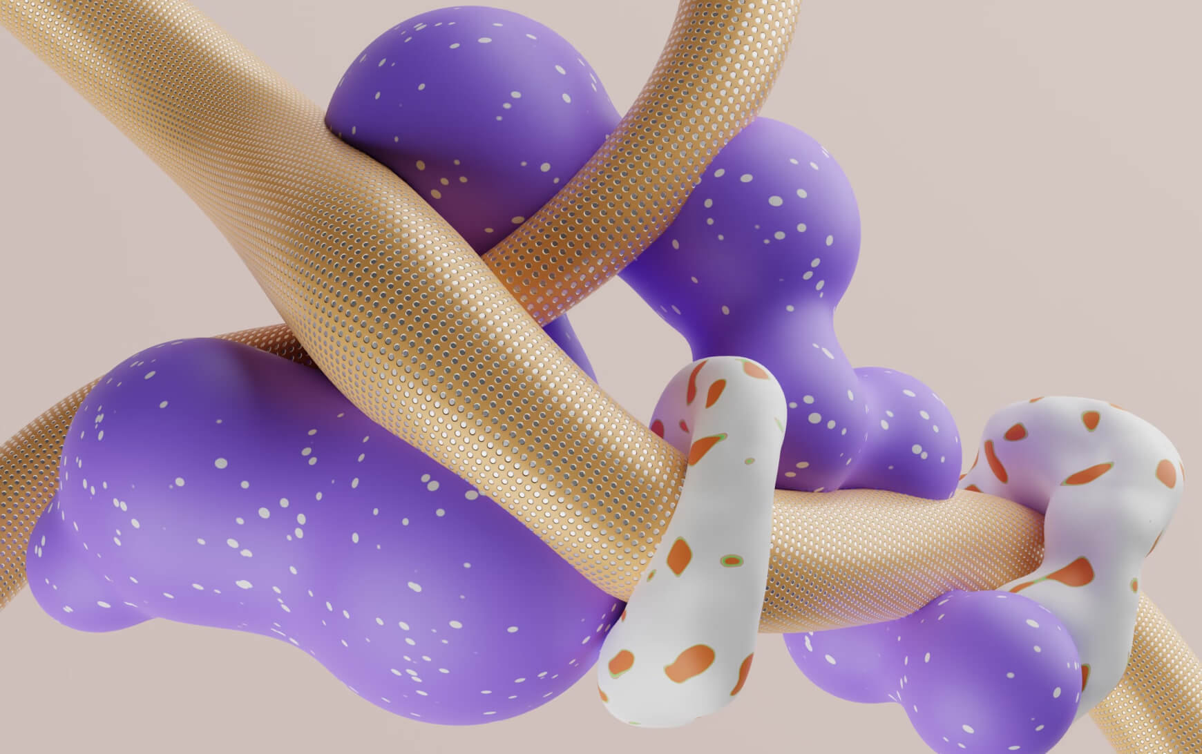 A purple and white object with dots on it.