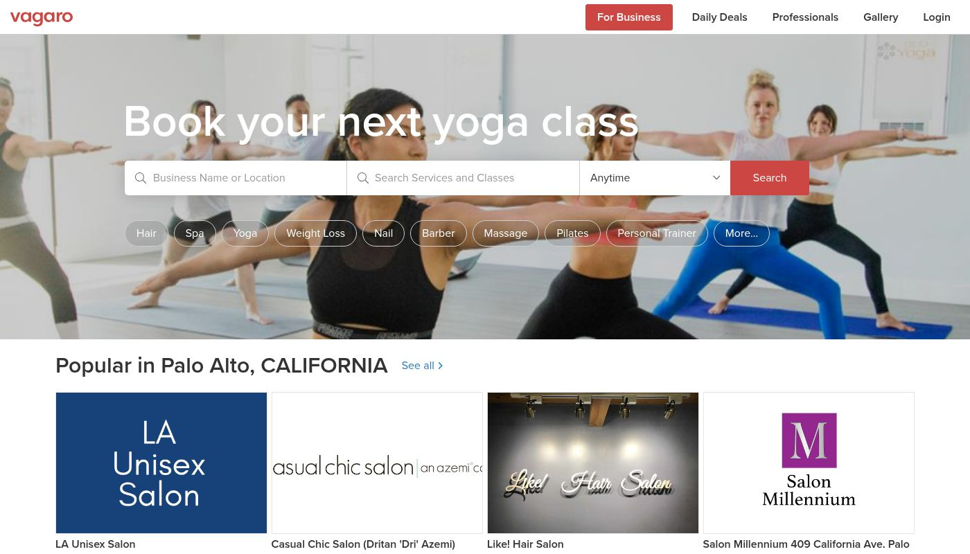 a screenshot of Vagaro 's website