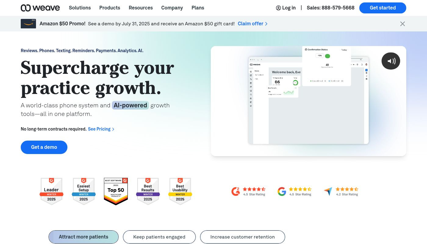 a screenshot of Weave 's website
