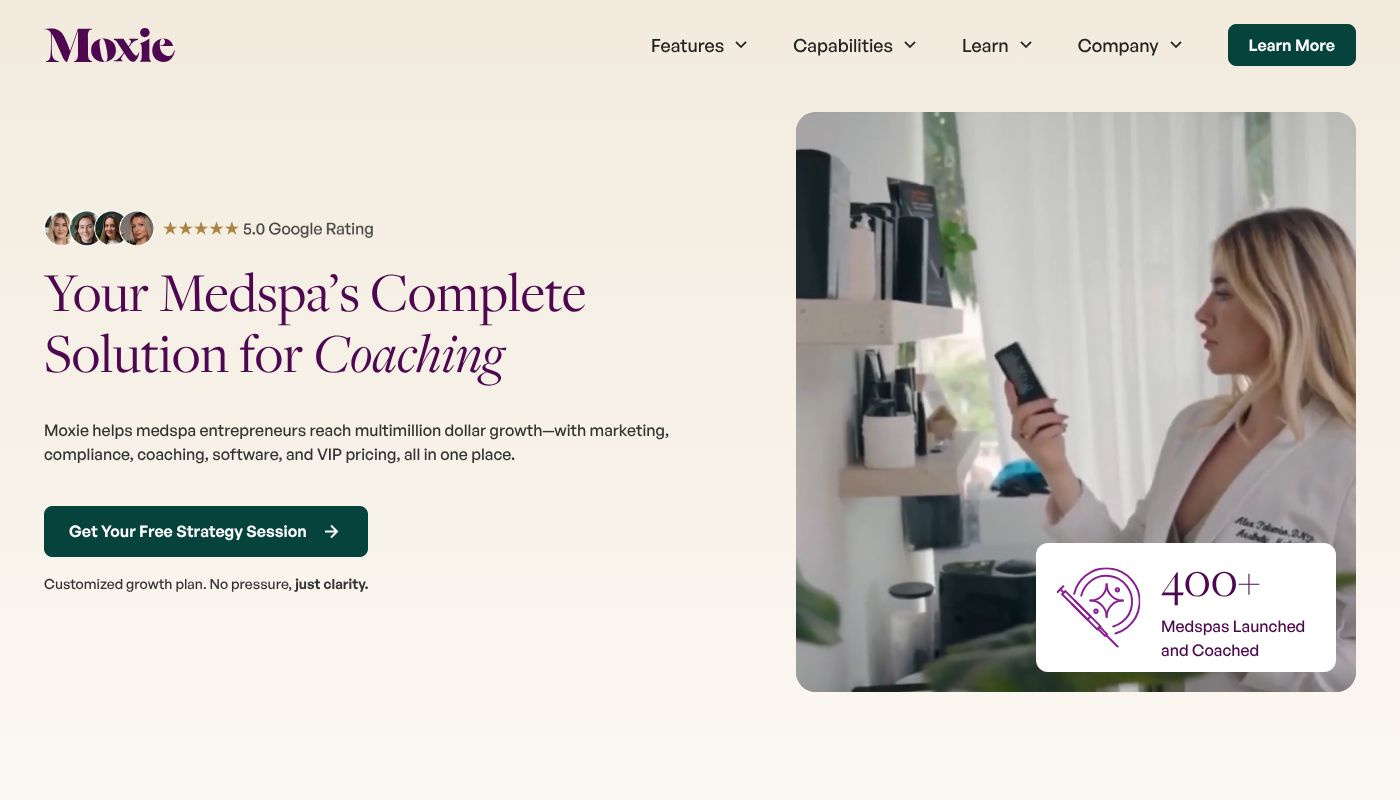 a screenshot of Moxie 's website