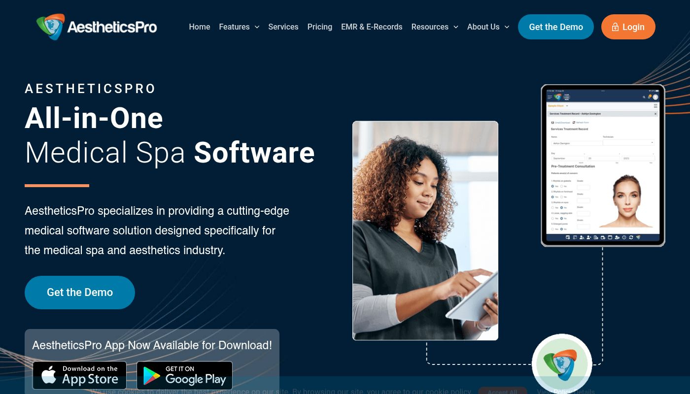 a screenshot of AestheticsPro 's website