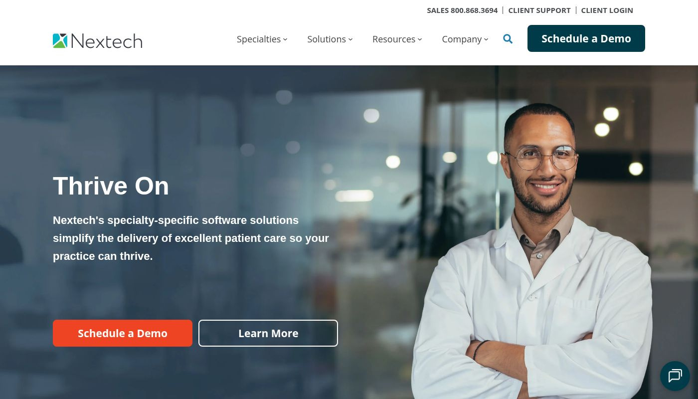 a screenshot of Nextech 's website