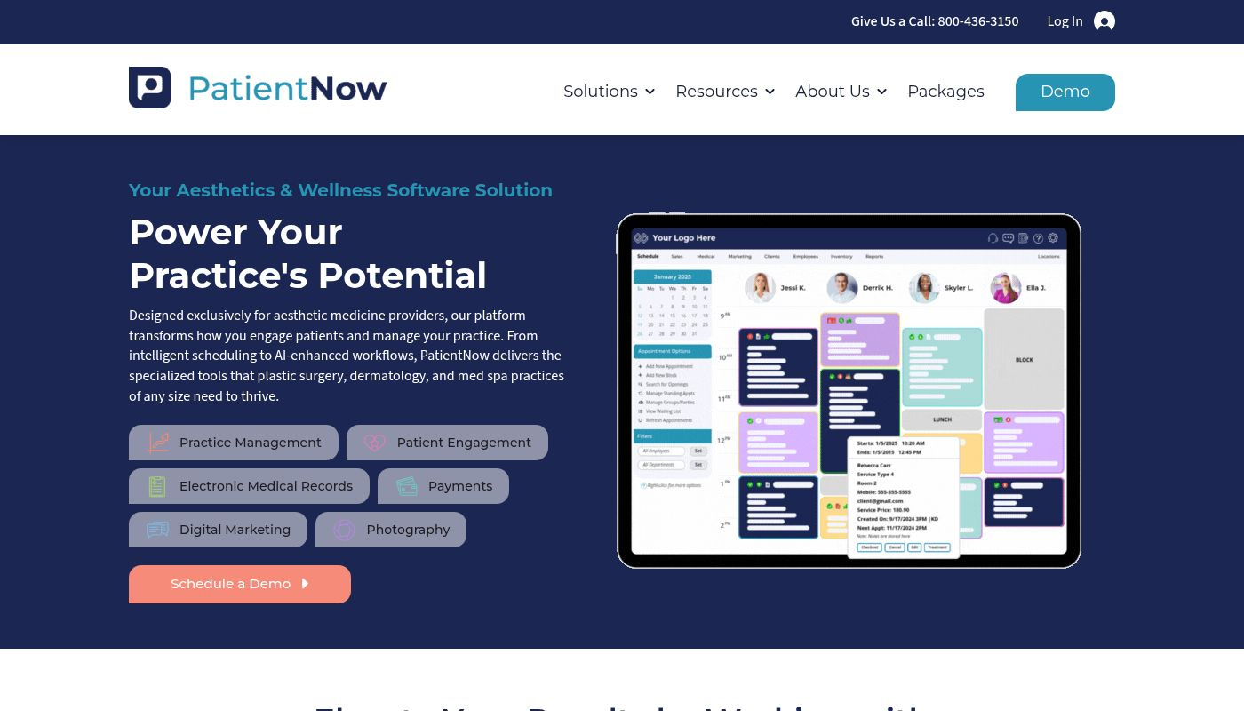 a screenshot of PatientNow 's website