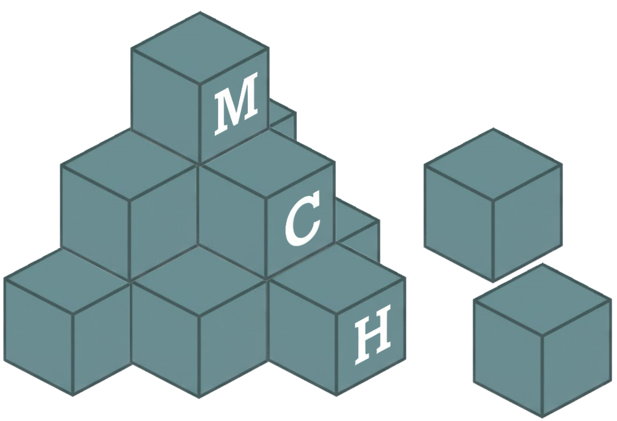 MindCraft Health Logo of stacked blocks with M C H on them.