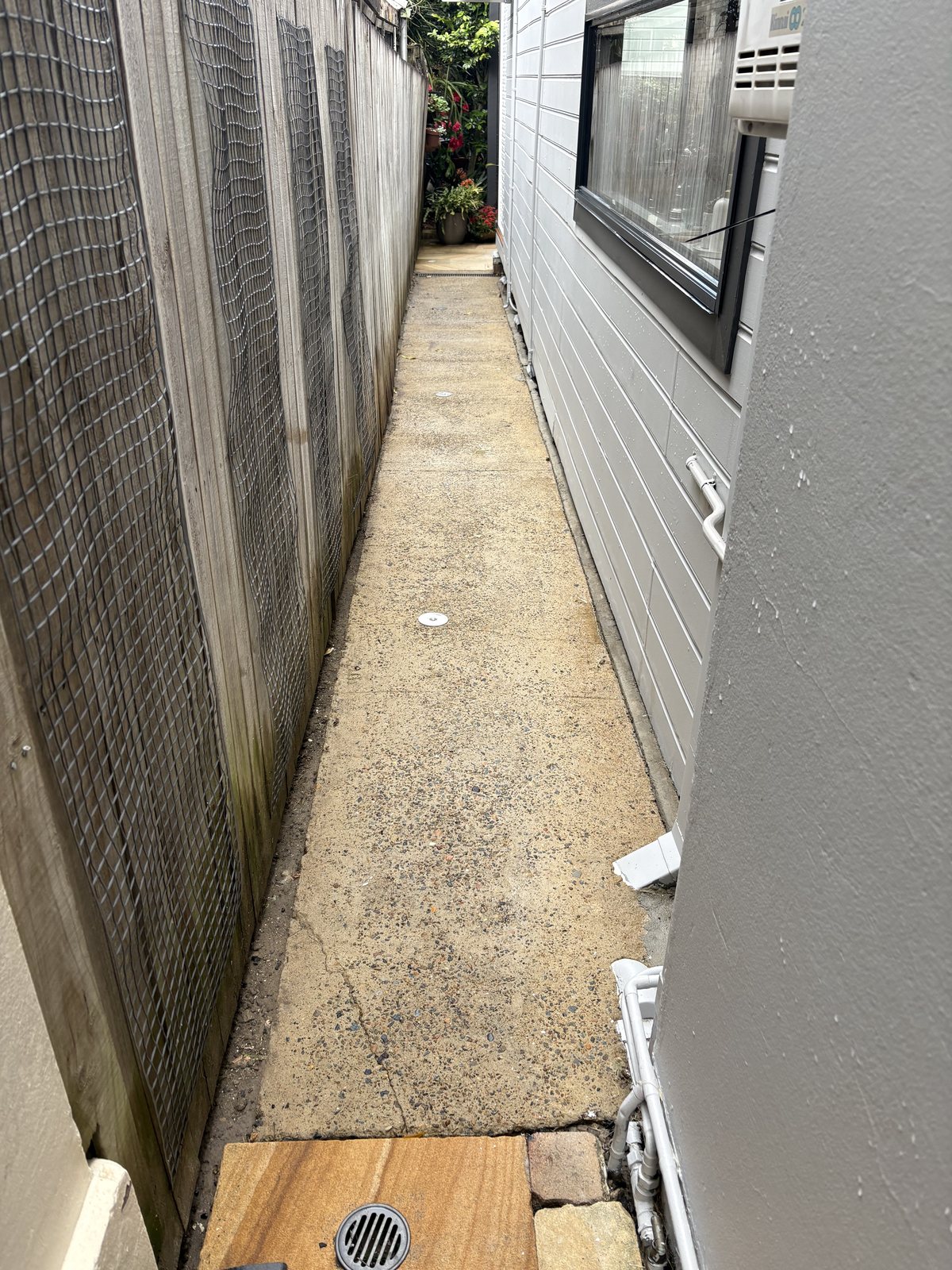 Concrete side passage in Balmain after pressure cleaning