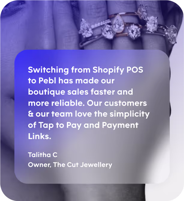 A stylish card with a review quote