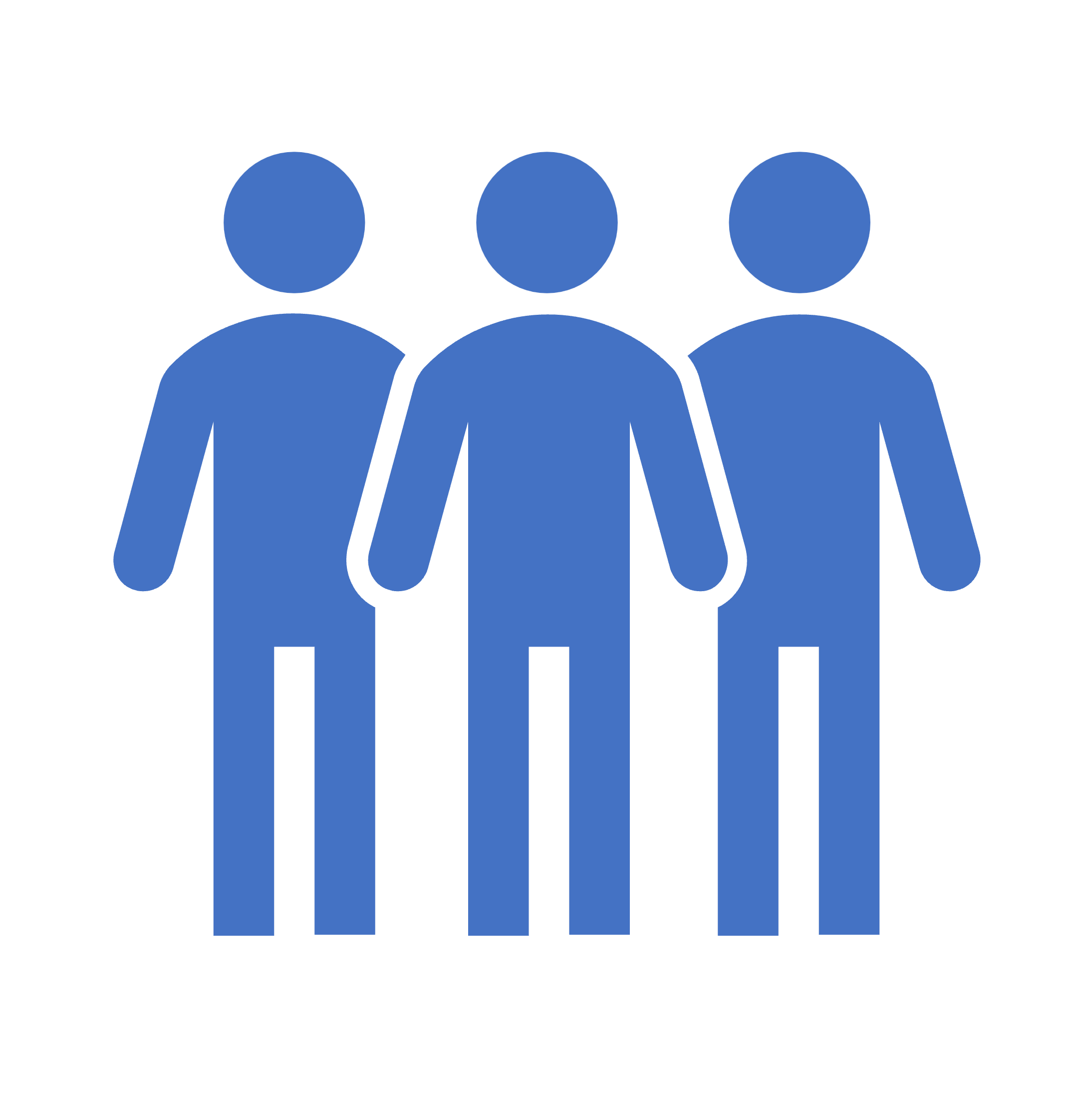three stickman silhouettes stood together