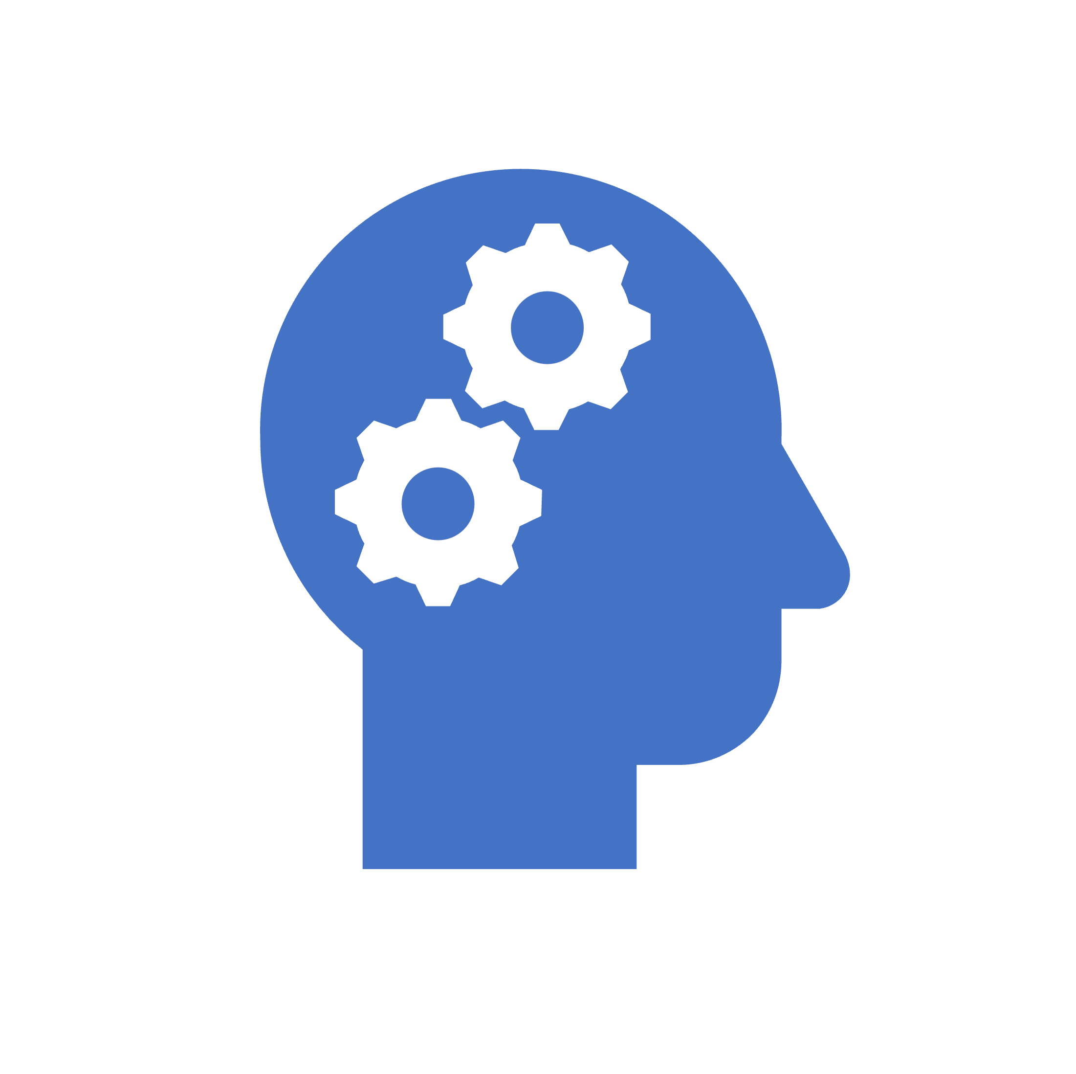 Silhouette of a head with cogs inside