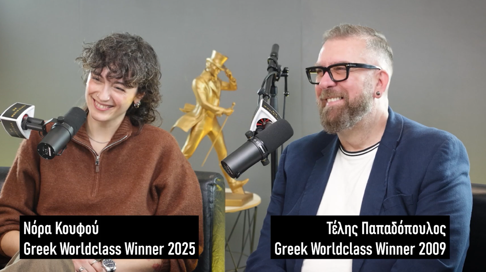 A person and person sitting in front of microphonesAI-generated content may be incorrect.