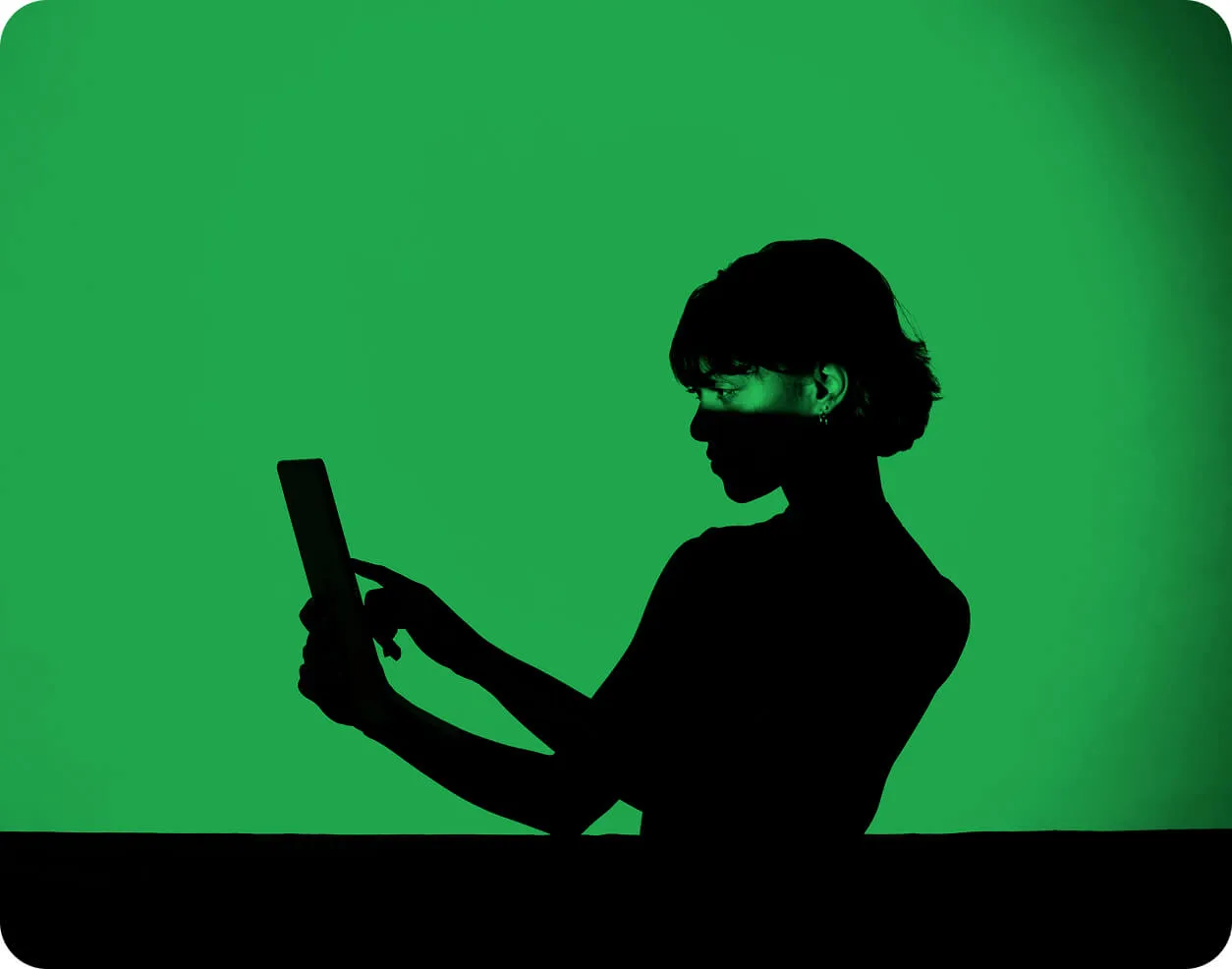 Woman working on a mobile phone