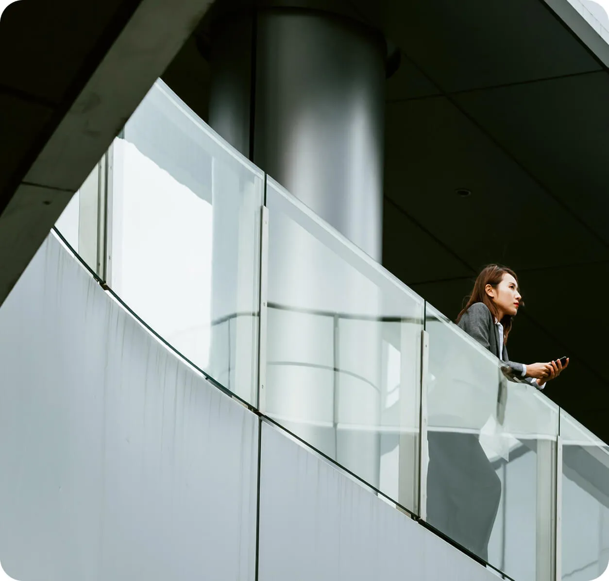 Woman standing on balcony