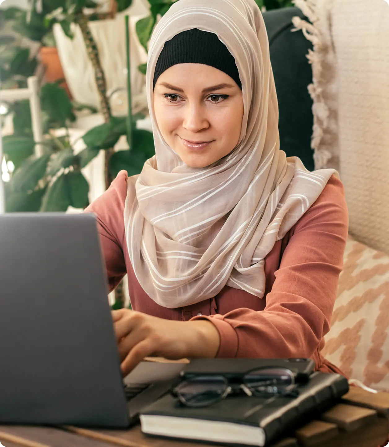 Woman working on laptop