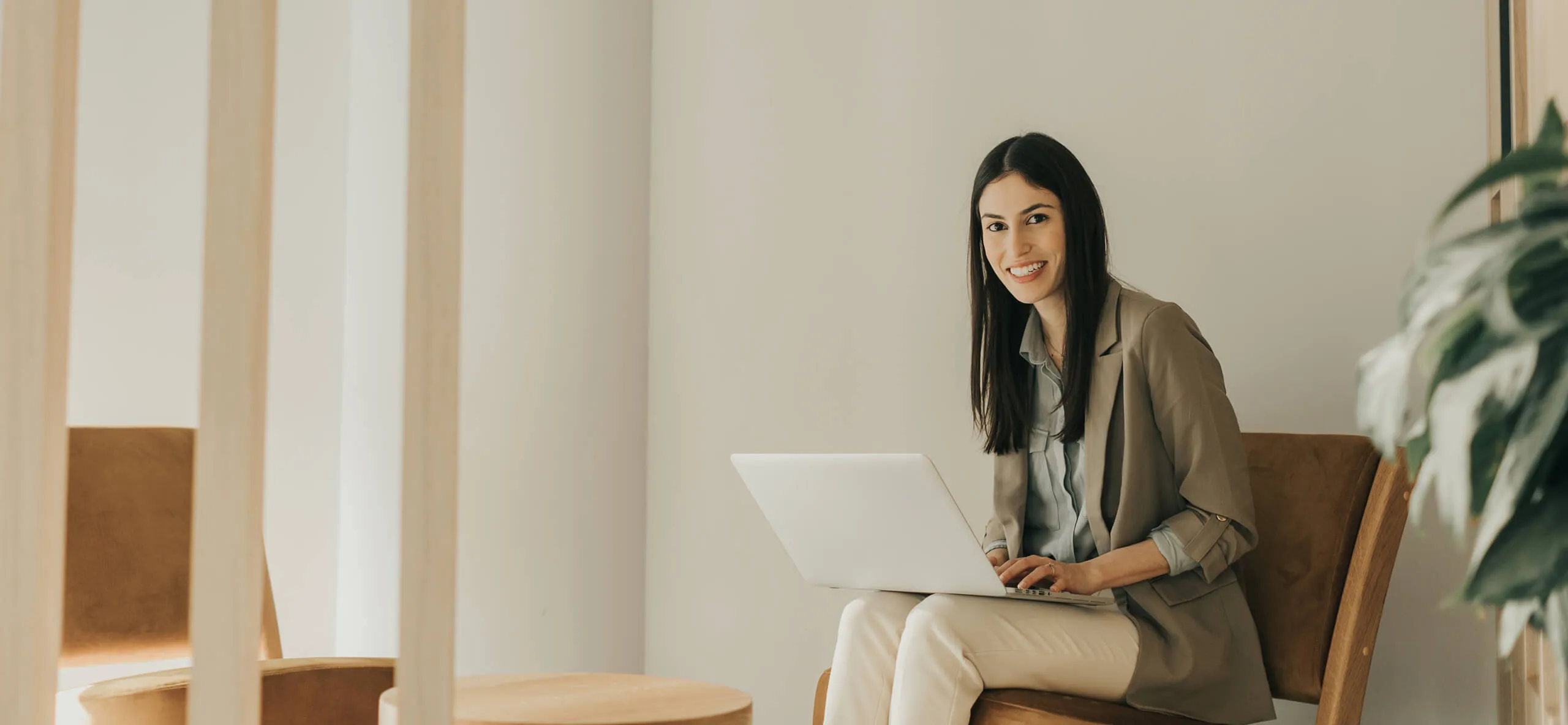 Woman working on laptop