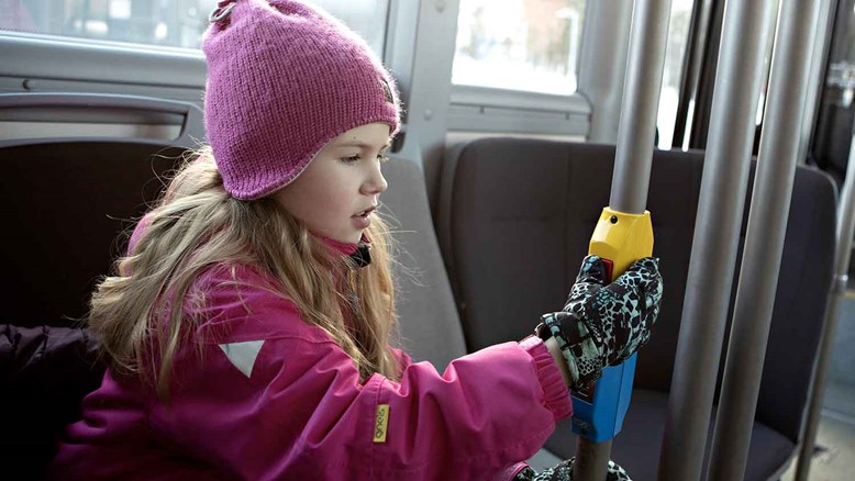 Gul och blå stoppknapp