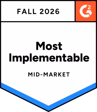 G2 Cloud Compliance Most Implementable Mid-Market badge