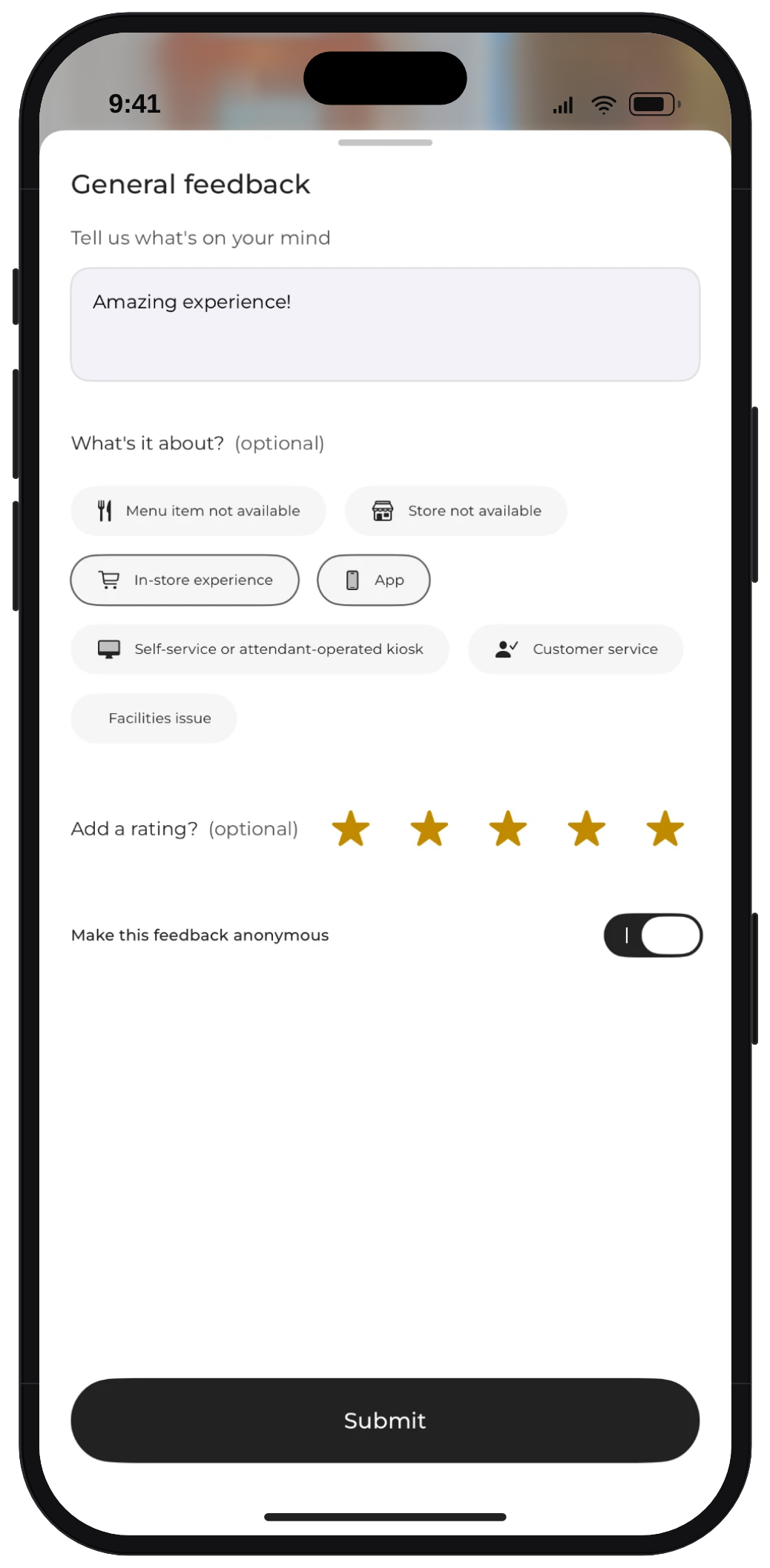 Dynamify QR code payments and customer feedback.