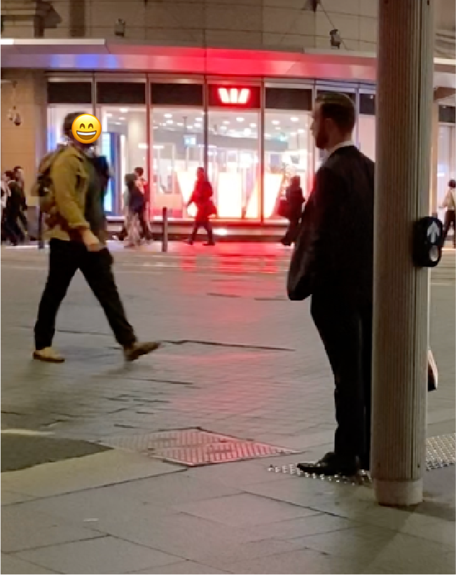 A pedestrian crossing on red